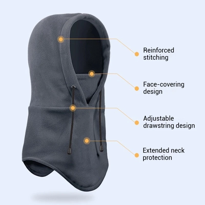 3-in-1 Unisex Windproof Full Face Mask Balaclava Hat Winter Plush Neck Scarf with Face Mask Motorcycle Riding Headgea Warm Cap