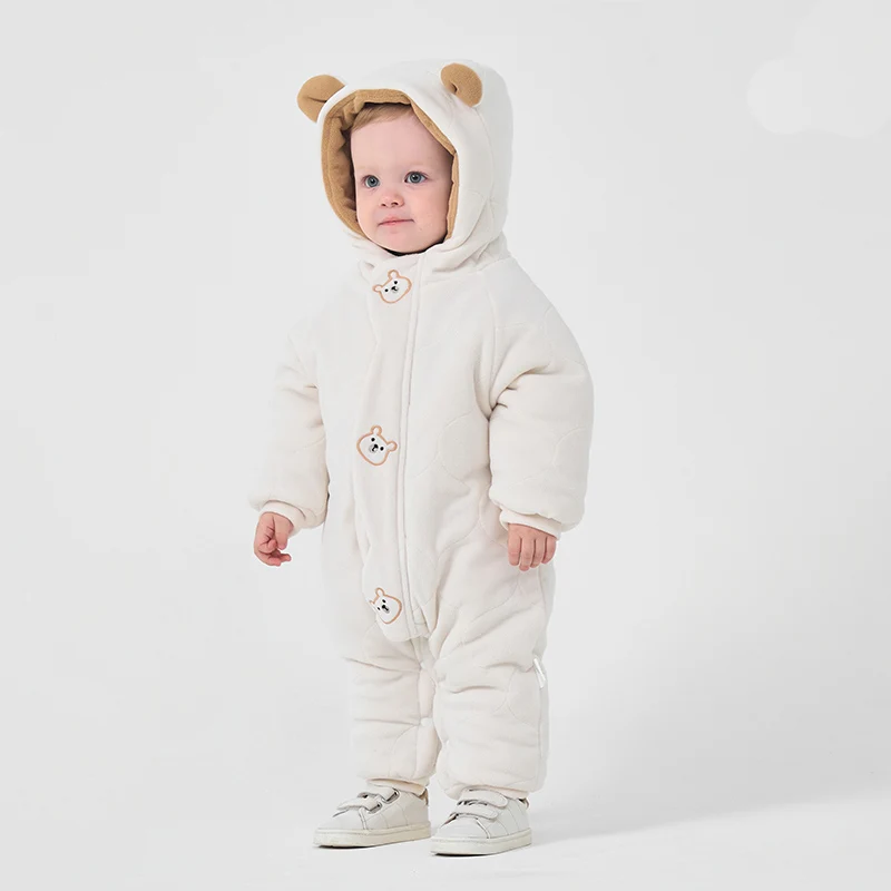 Newborn Baby Jumpsuit Winter Warm Infant Jacket Hooded Kids Outwear Thicken Cartoon Boys Romper Baby Girl Clothes 0 to 18 Months