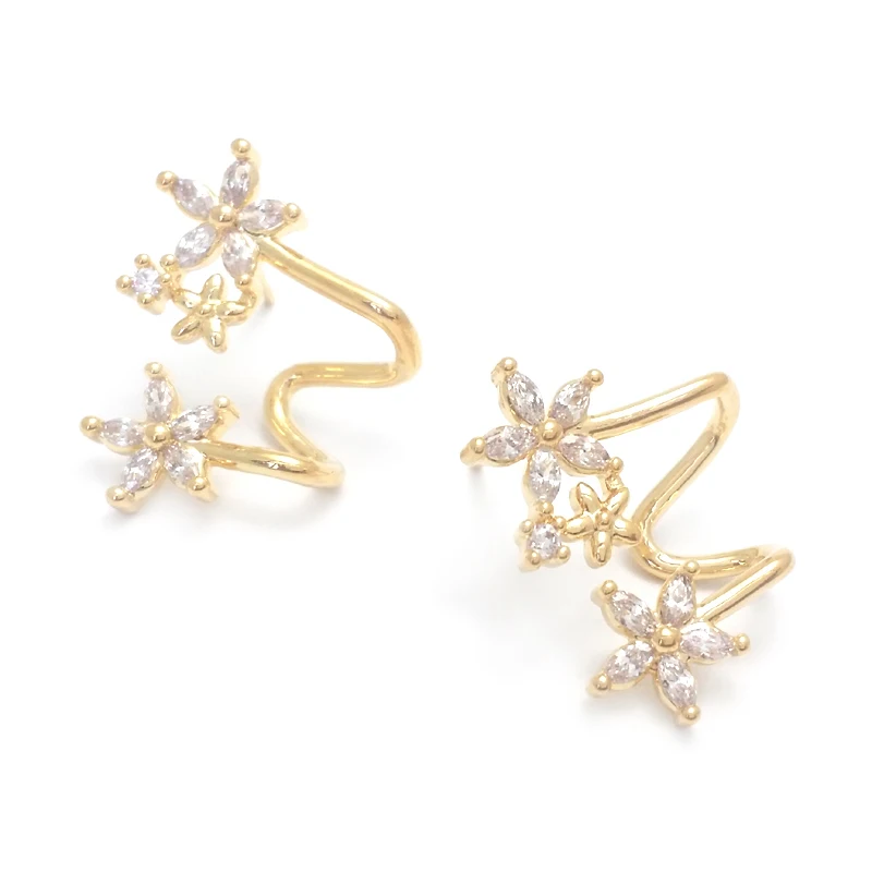 18K Gold Color Brass Zircon Flower Stud Earrings Pins Earrings High Quality Diy Jewelry Making Earrings Accessories for Women