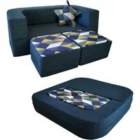Kids Couch Convertible Toddler Sofa 4pcs with Memory Foam Fold Out Kids Sofa Bed, Play Couch Chair for Children Boys and Girls 1