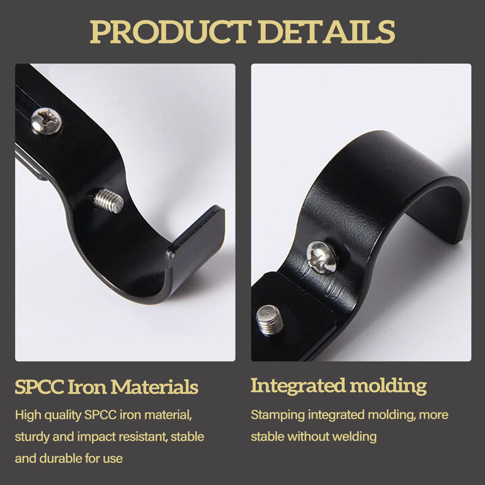 Curtain Rod 2pc Wall-mounted Extendable Metal Bracket