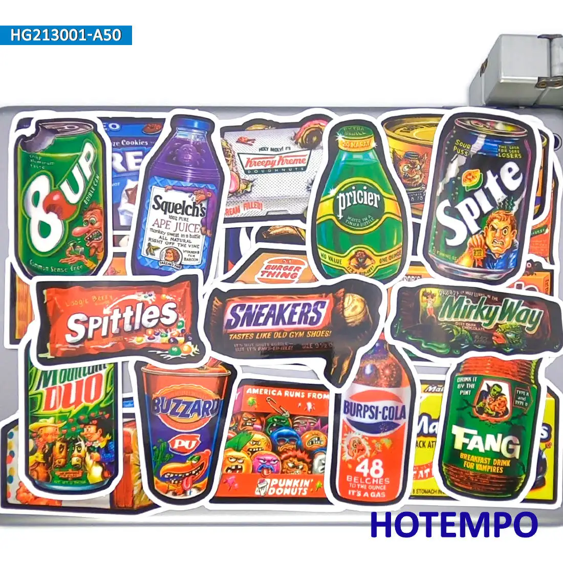 Food Snack Drink Spoof Package Design Funny Art Stickers for Laptop Scrapbook Skateboard Bike Motorcycle Car Phone Sticker 50PCS