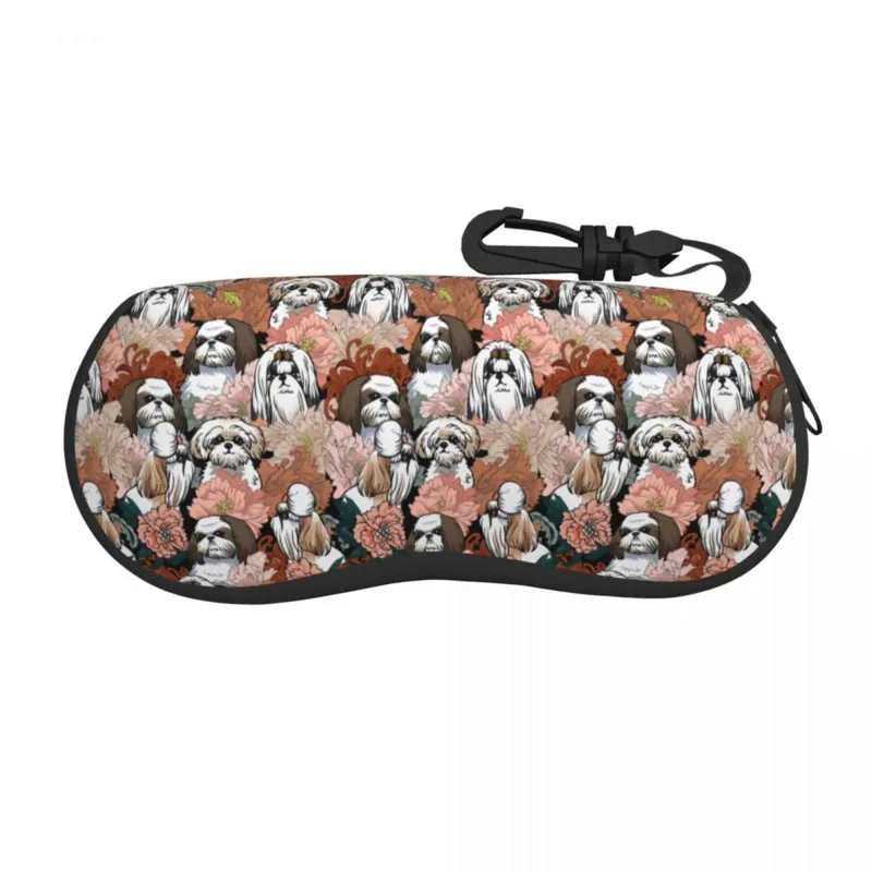 

Shih Tzu Dog Flowers Pattern Shell Eyeglasses Protector Cases Fashion Sunglass Case Pet Animal Glasses Pouch