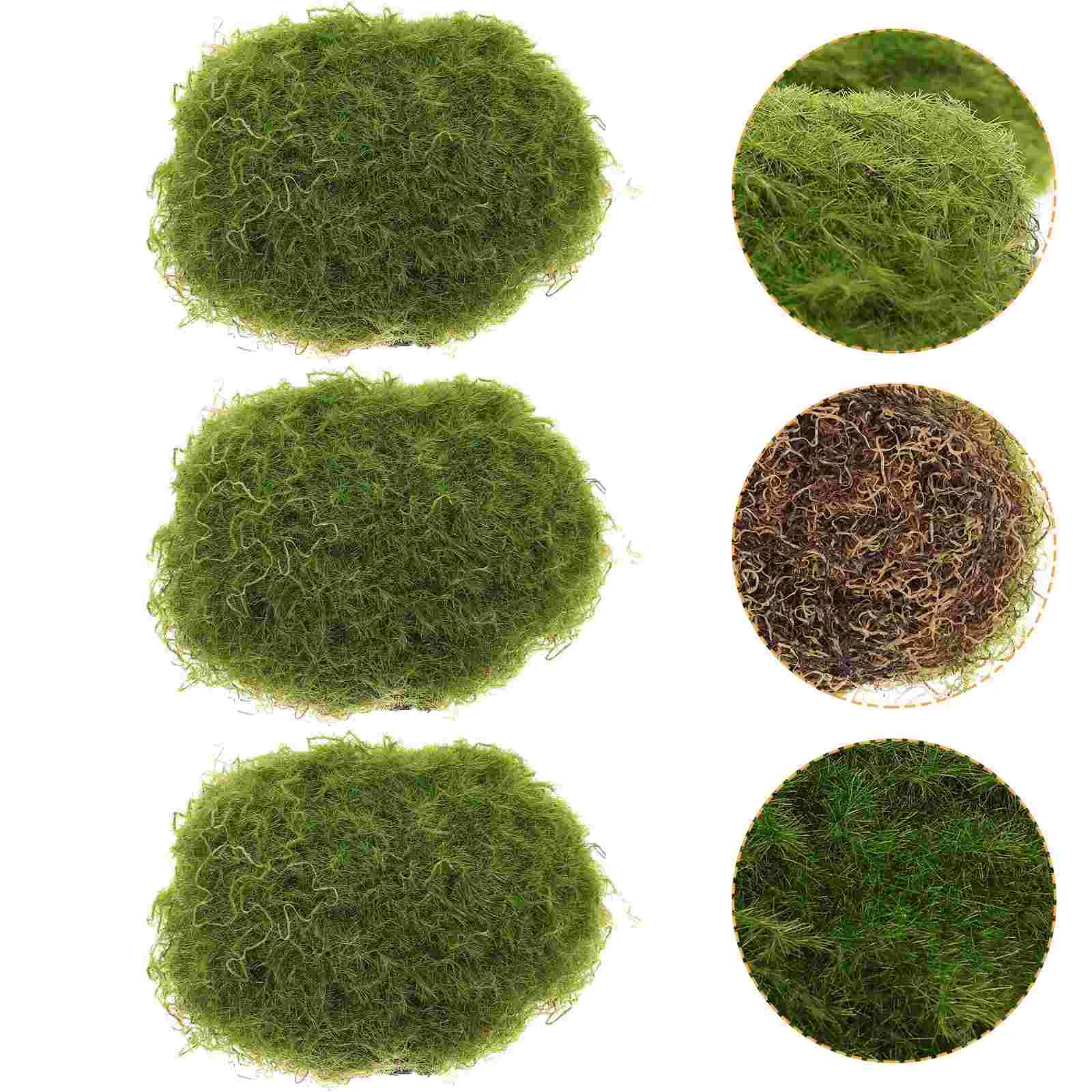 6 Pcs Micro Moss Stone Faux Vases Home Decor Bonsai Green Artificial Rocks Ball Mossy False