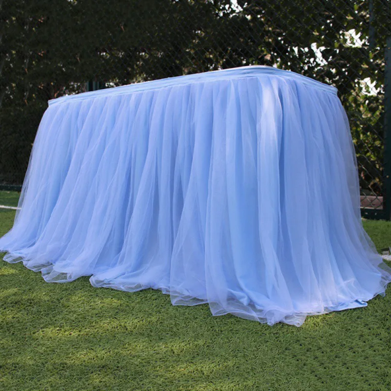 Table Skirt 100*75cm Party Table Skirt Tulle Table Cloth for Wedding Christmas Baby Shower Birthday Events Banquet Decor Home Decor