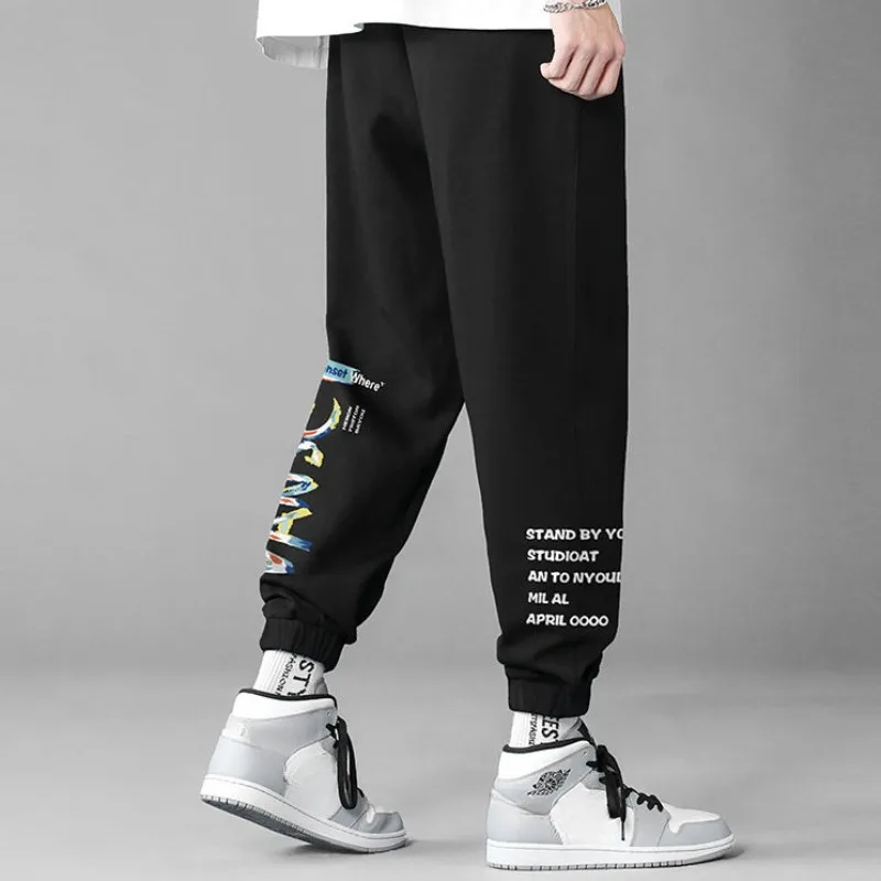 Man Sports Pants Black Cropped Trousers Graphic Autumn and Winter Tracksuit Sweatpants for Men Bottoms Slacks Training Big Size