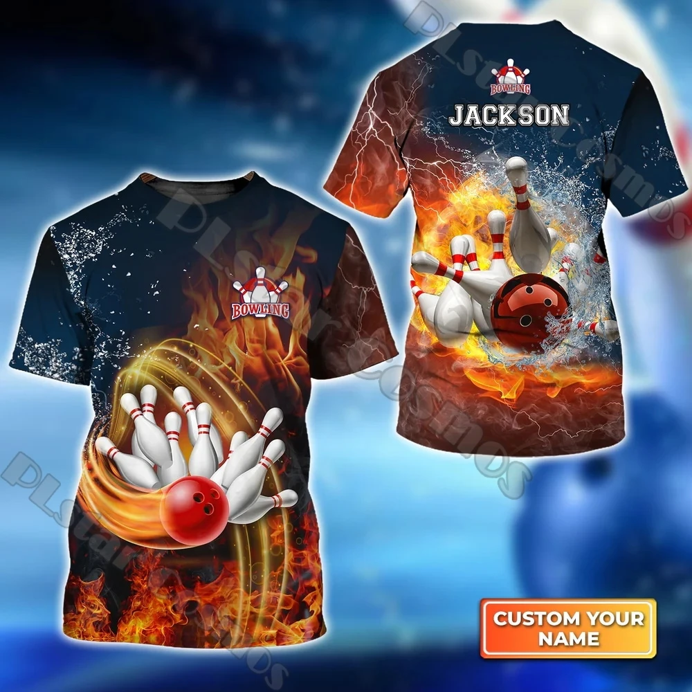 Sommer Neuestes Herren-T-Shirt Maßgeschneidertes orangefarbenes Bowling- und Bier-3D-gedrucktes Unisex-Freizeit-T-Shirt Geschenk für Bowlingspieler DW203 – Detail 23