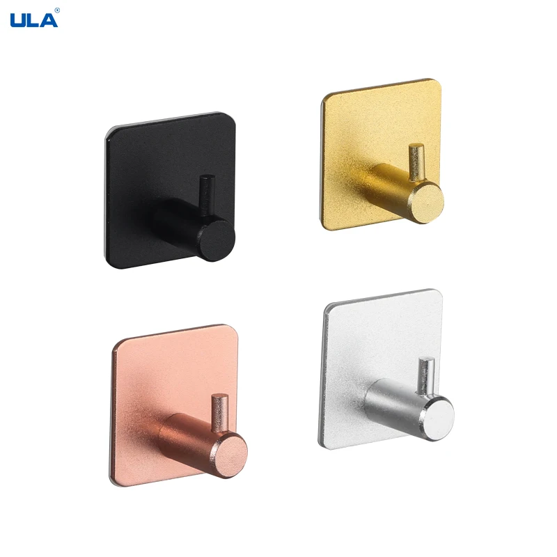 ULA Wall Hook Door Hook Key Rack Kitchen Bathroom Towel Robe Hanger Aluminum Towel Clothes Robe Rack Square Round towel hook bathroom hardware set bathroom hardware accessories clothes hook 4PCS