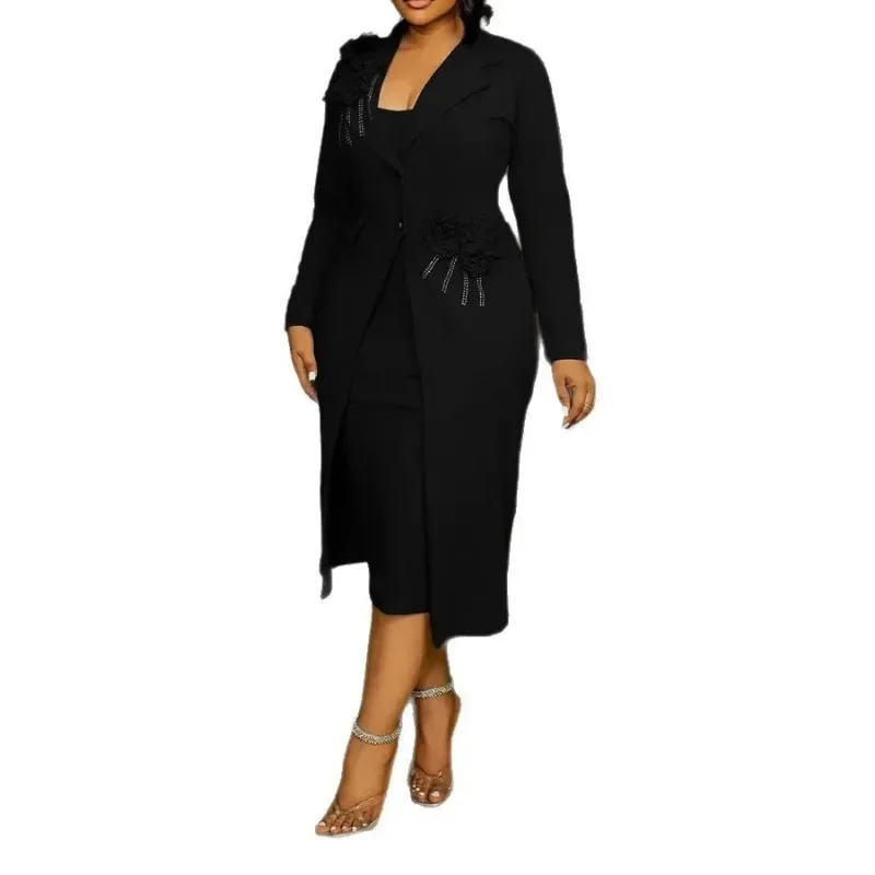 2025 2 Piece Blazer Sleeveless Dress Sets African Dresses for Women Elegant Outfits Africa Clothes Office Lady Dashiki Ankara 6