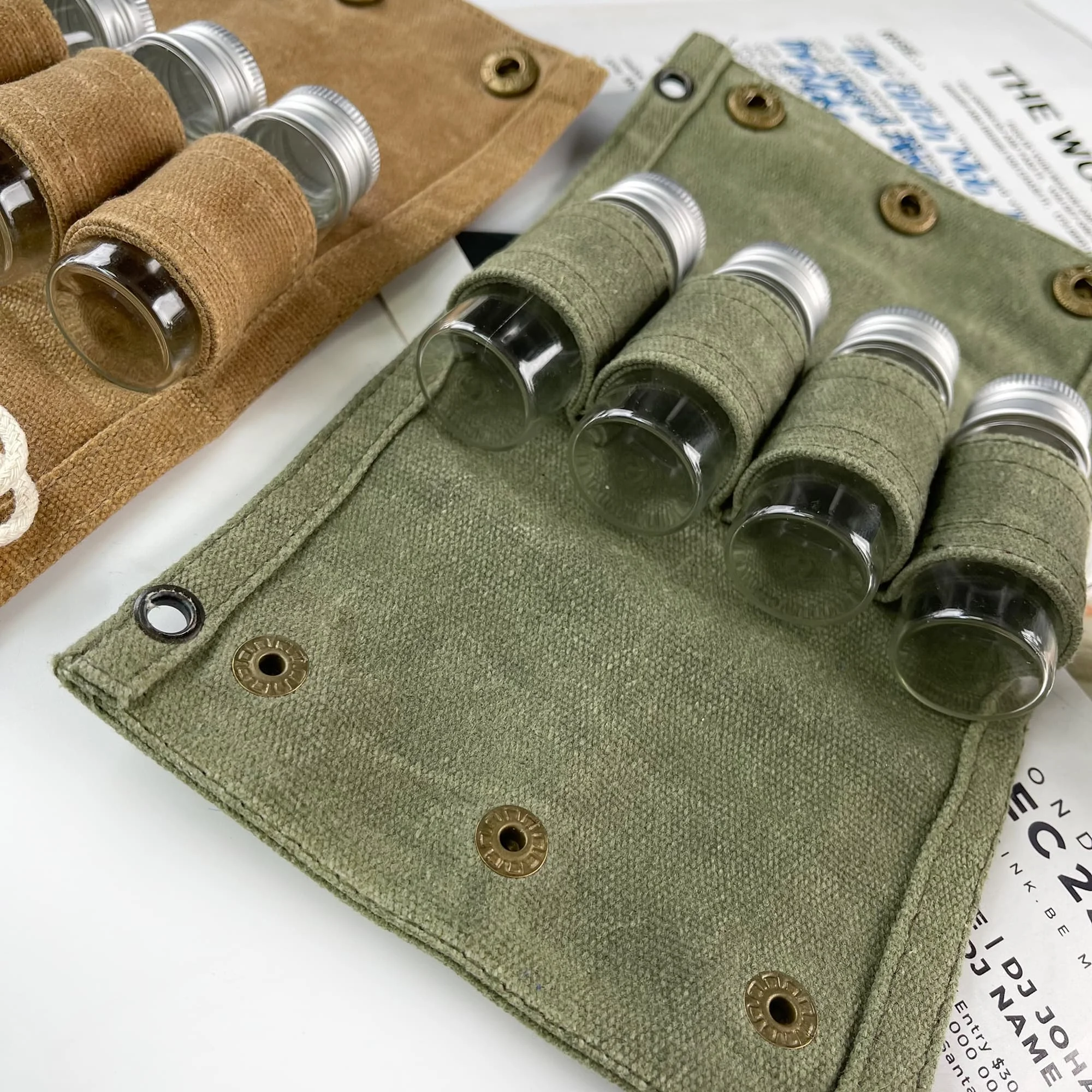 New Portable Foldableing Wax Canvas Waterproof Storage Bag Seasoning Bottle Set Camping Hiking Picnic Barbecue Seasoning Bag