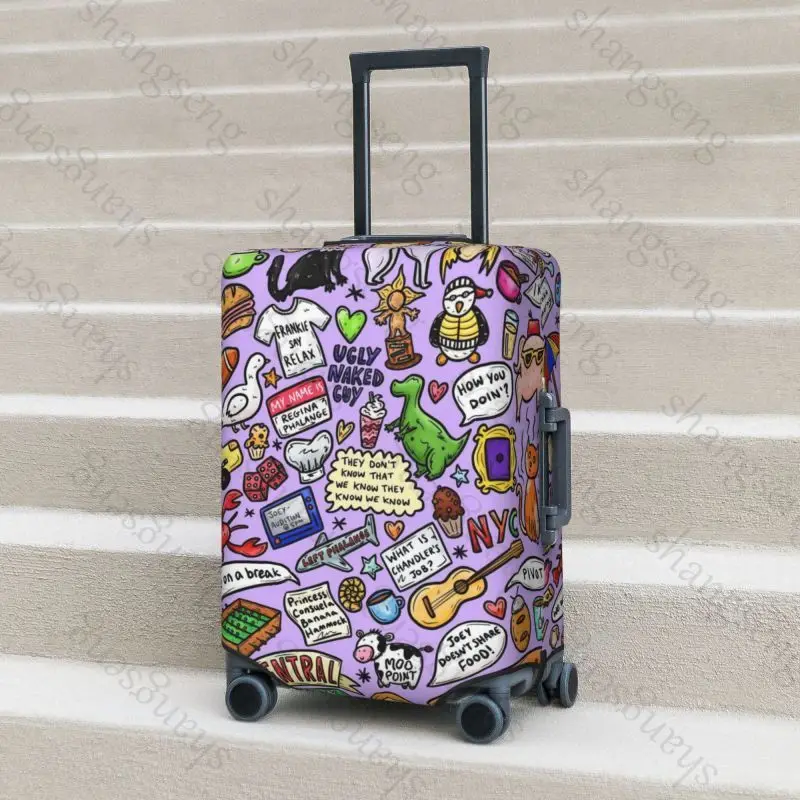 Friends TV Show Iconic Moments Elastic Luggage Protective Cover Zipper Suit For 18-32 in Bag Suitcase Covers Trolley Travel
