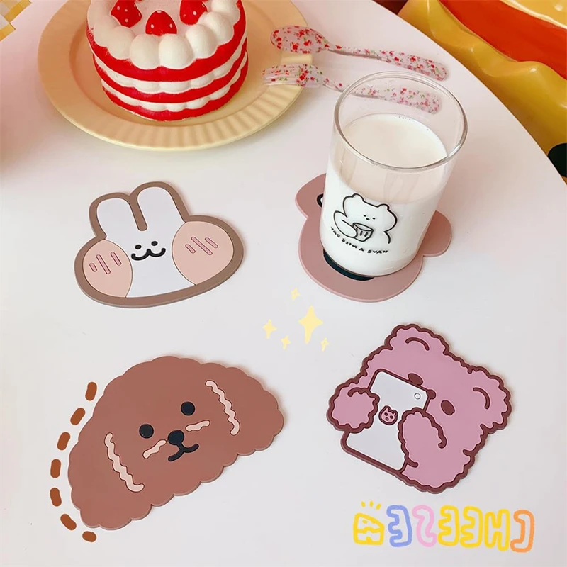 

Милый медведь подставка в стиле Ins креативный мини-кролик подставка под водой Мультяшные животные нескользящий теплоизоляционный коврик для стола