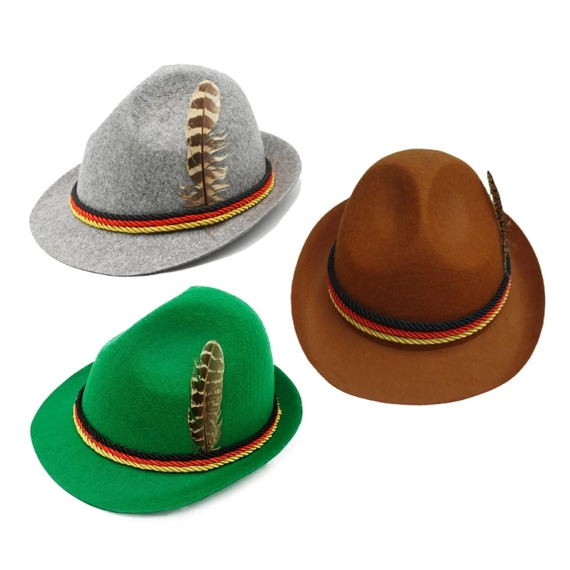 

Retro Feather Hat Top Hat Cowboy Western Oktoberfest Hat Unisex