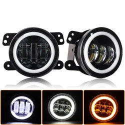 Set of 2 LED Fog Lights with Halo Ring and Dual Color (Yellow/White) (2PC With Halo)