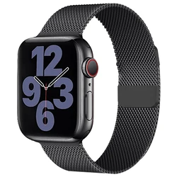 Elegant Milanese Loop Metal Strap for Apple Watch - Premium Stainless Steel Band (Black)