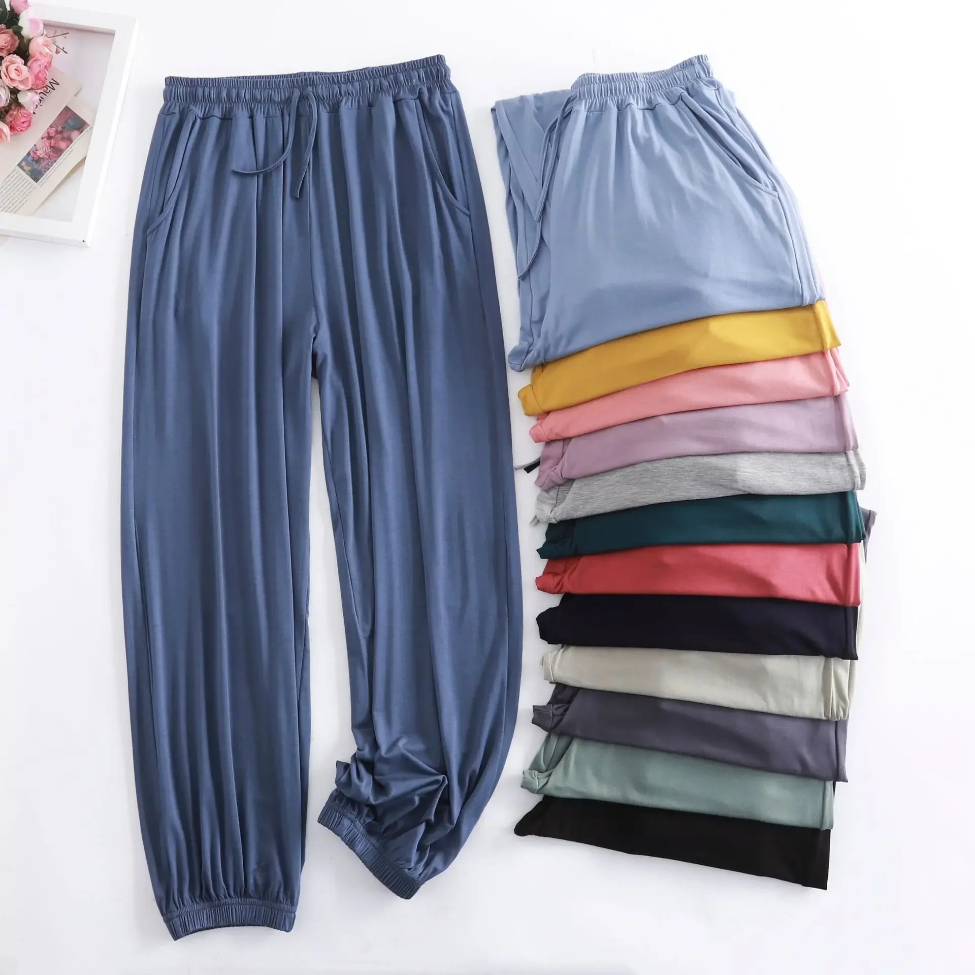 

Pantalon Pour Femme New Autumn Winter Modal Women's Pajamas Pant Home Wear Sleep Bottoms Wide Leg Trousers 13 Colors M10