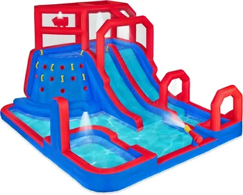 Inflatable Water Slide Park – Heavy-Duty for Outdoor Fun - Climbing Wall, 2 Slides, Splash & Deep Pool – Easy to Set Up 2