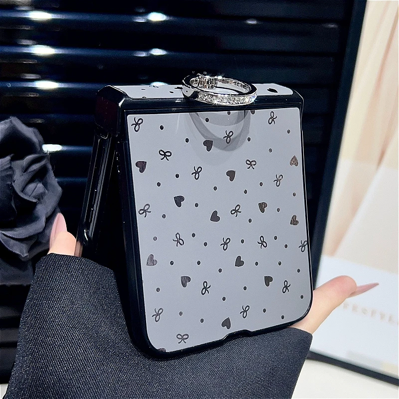 Luxury Polka Dot Shockproof Case with Ring and Heart-Star Hinge Protector