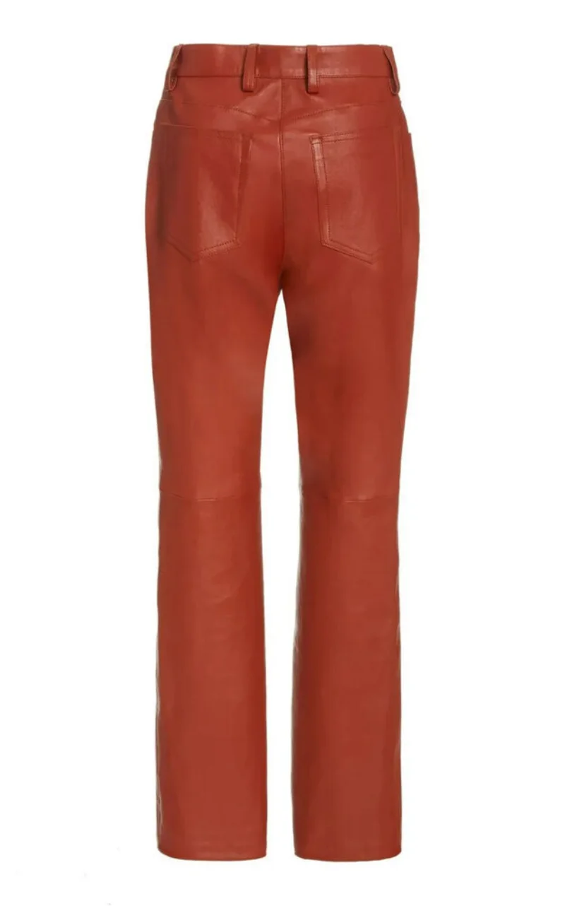 Women Genuine Lambskin Leather Pant Beautiful Sweatpants Wide Leg Pant Streetwear Women
