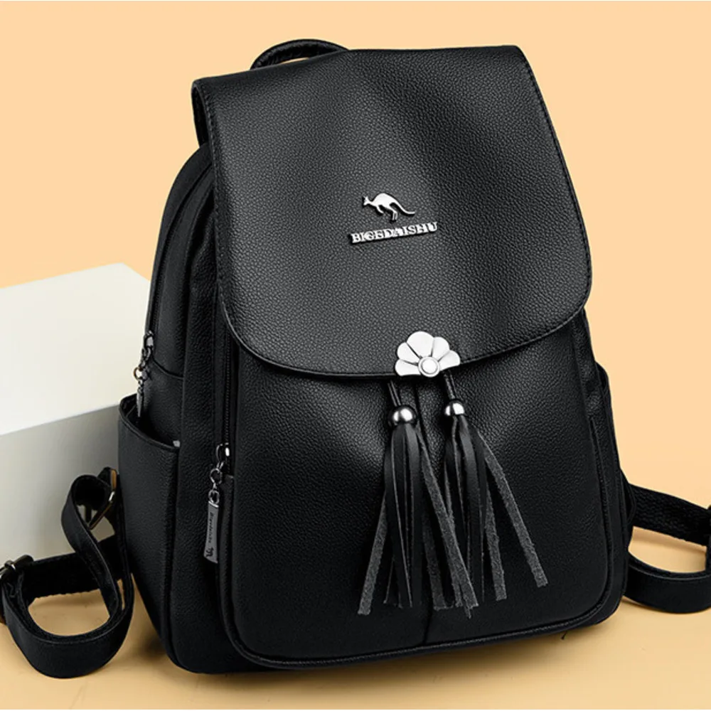 2024 new atmospheric student for women, and casual, versatile, large capacity soft leather, fashionable travel backpack_voghion.com