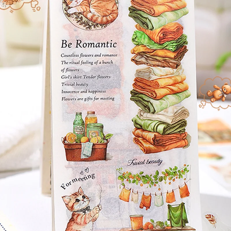 Mr Paper 18pcs/bag Soft House Time Series Home Landscaping Dual Material Die-cut Sticker Book DIY Handbook Scrapbook Card