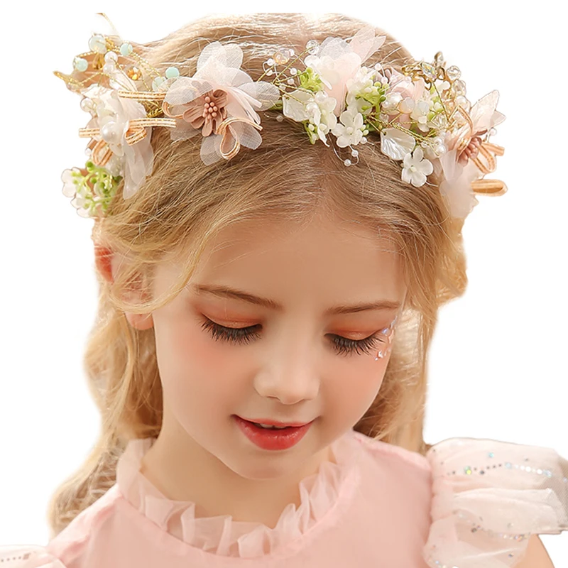 Hair Accessory Hair Headdress Bridal Headwear Elegant Girls Bridal Headband Imitated Pearl Hair Headdress Flower Wreath Bride Garland Head Hoop Wedding Headbands