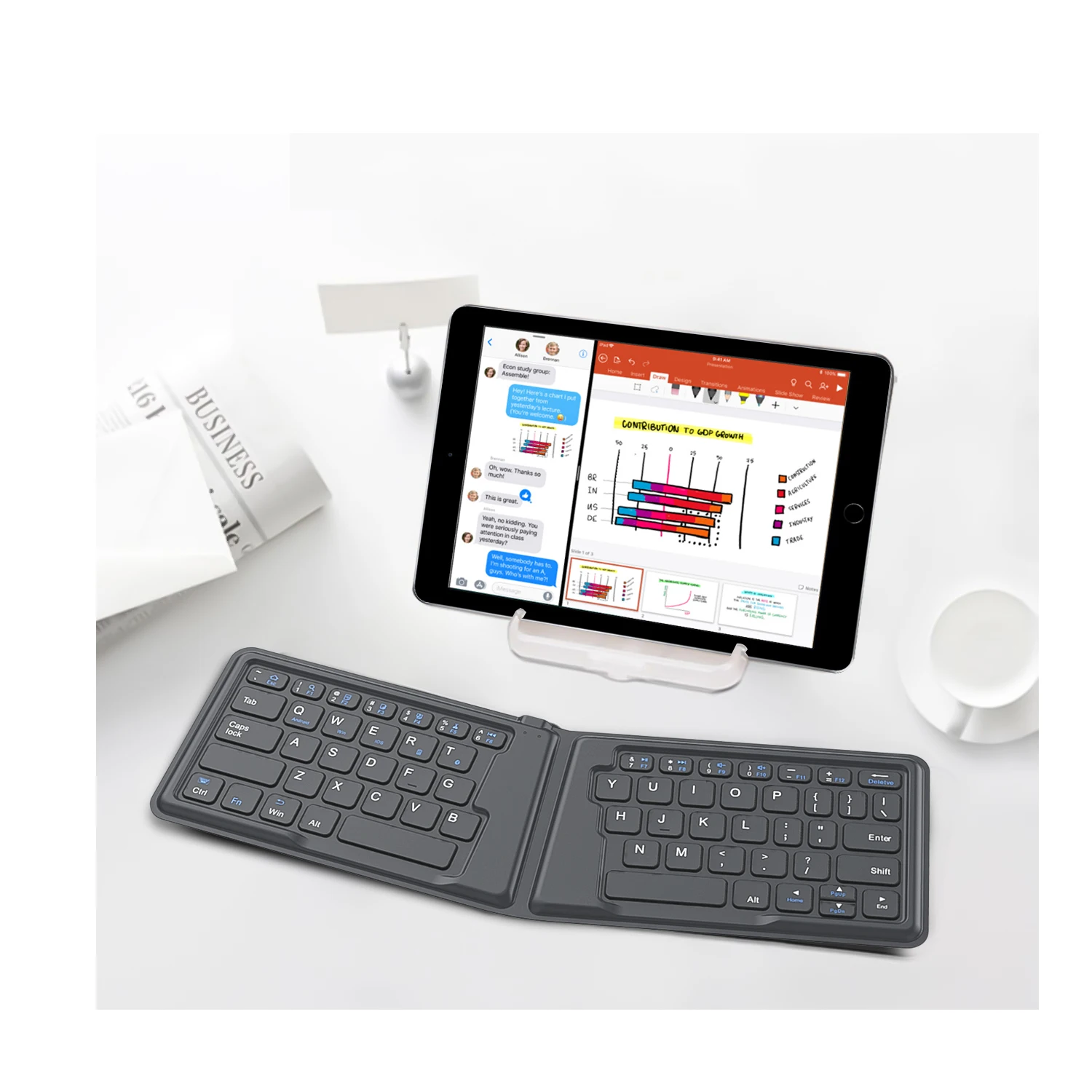 MoKo Universal Foldable Keyboard,Portable Wireless Bluetooth Keyboard for iPad 10.2(10/9/8/7th Gen)/iPad Air 4/5th Gen/iPhone 16 5
