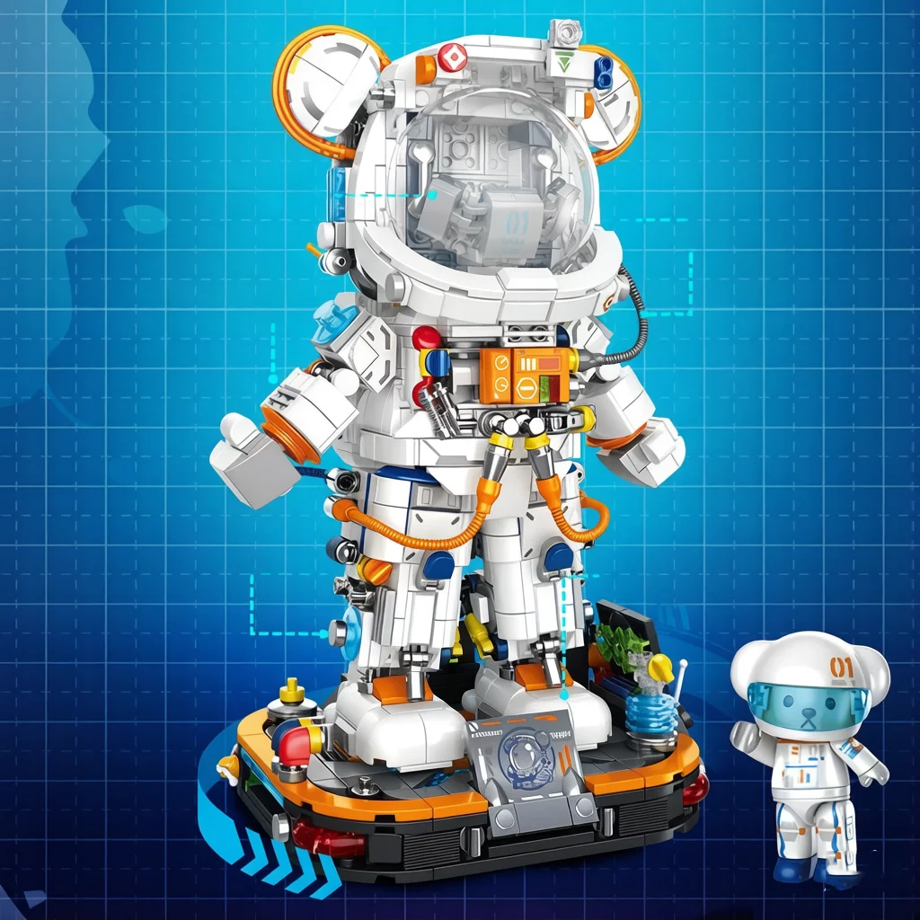 Idea Mechanischer Bär Astronaut Baustein-Modellsets Figuren Konstruktions-Bausteine Spielzeug-Kollektion Mit Licht Als Geschenke