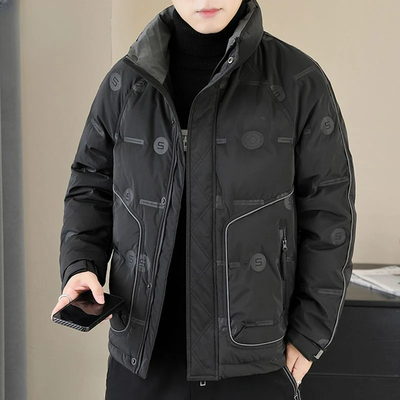 Down Jacket Winter New Casual Versatile Stand Collar Oversized Loose Coat Warm Padded Top Men 2021 new autumn and winter jacket men casual loose thicken warm mens parkas solid stand collar coat man puffer jacket men