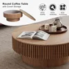 31.5'' Round Coffee Table with Storage, with Solid Wood Veneered, Circle Center Table Tea, Café Tables 6