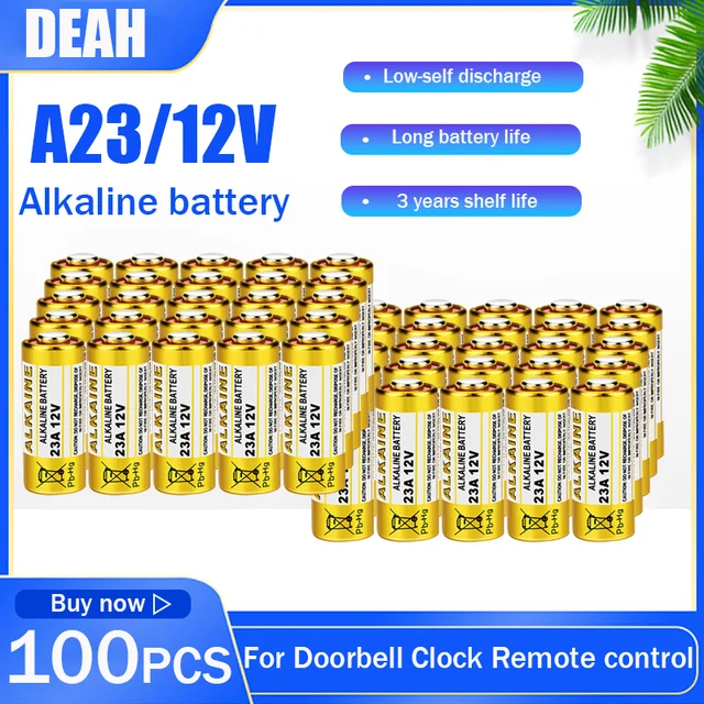 Pile alcaline télécommandée, pile sèche pour sonnette jouet, A23, 23A,  23GA, A23S, E23A, EL12, MN21, MS21, V23GA, L1028, GP23A, LRV08, 12V, 5  pièces - AliExpress