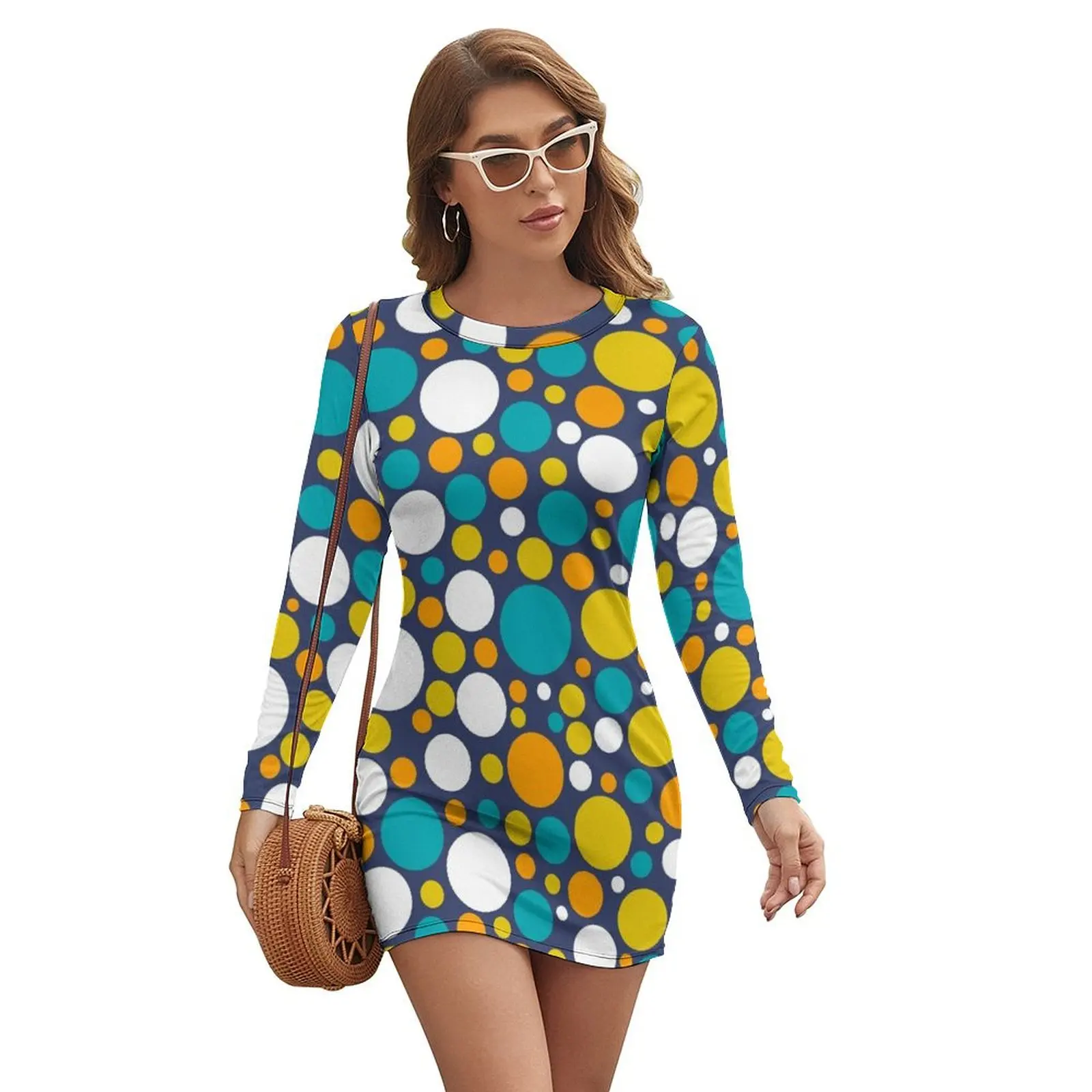 

60s Color Bubbles Long-sleeved Dress elegant party dresses for women 2024 bandage dress dresses with long sleeves