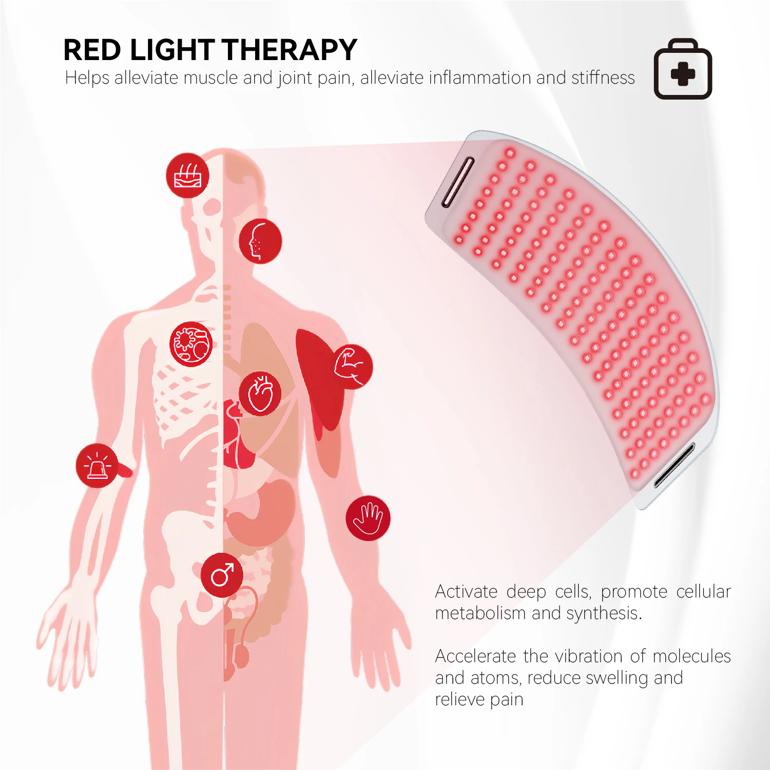 Hello Face L120 Near Infrared Red Light Therapy Pad LED 630nm 850nm Therapy Belt Body Phototherapy Pain Relief Heating Panel