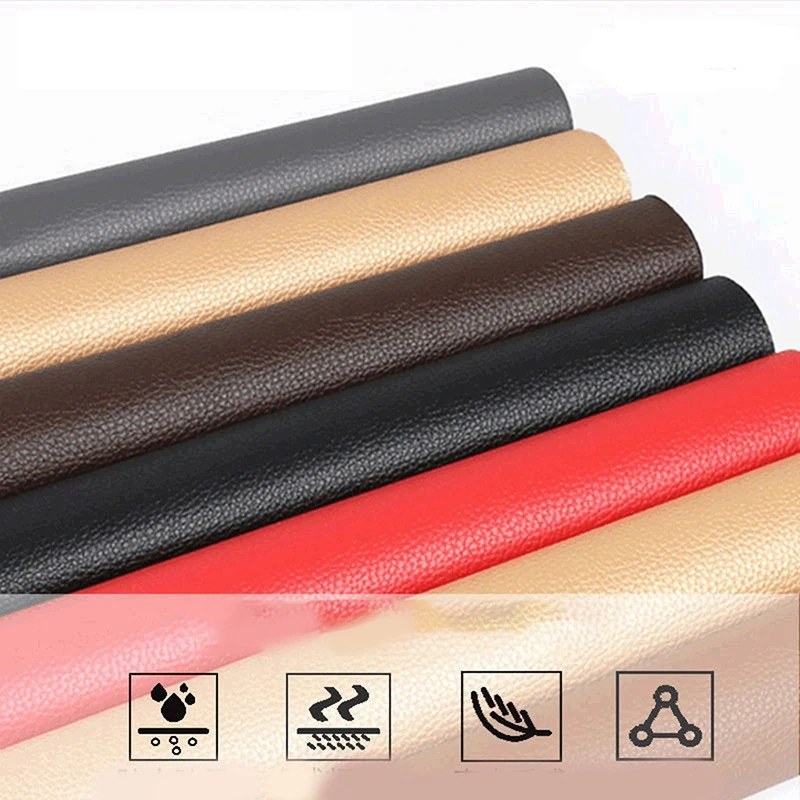 Self Adhesion Litchi Faux Synthetic Leather Patches Big Size Multicolor PU Sofa Hole Repair Car Sticker Tables Bed Decoration