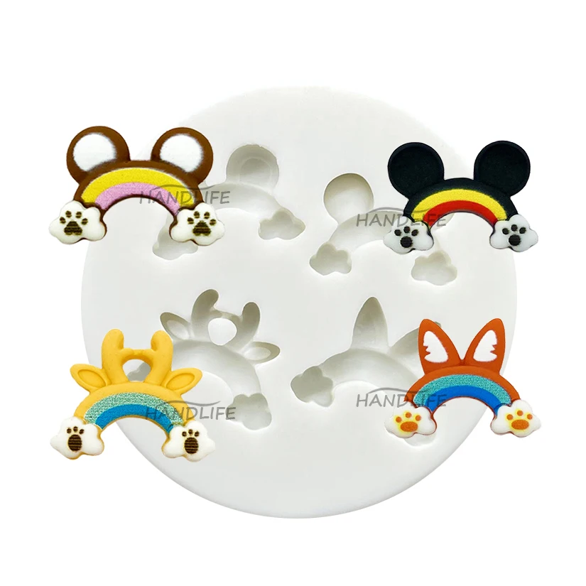 Cartoon Hasen Katzen Bären Hirschohren Silikon Zuckerform Harzwerkzeuge Cupcake Backform Fondant Kuchendekorationswerkzeuge – Detail 8