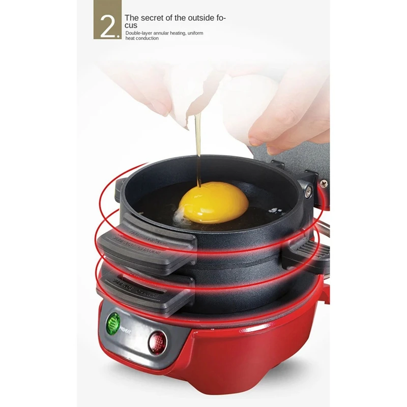 T03C!-Burger Maker Hamburger Press Patty Maker Non-Stick Multifunction Beef Burgeromelette Steak Breakfast Machine US Plug