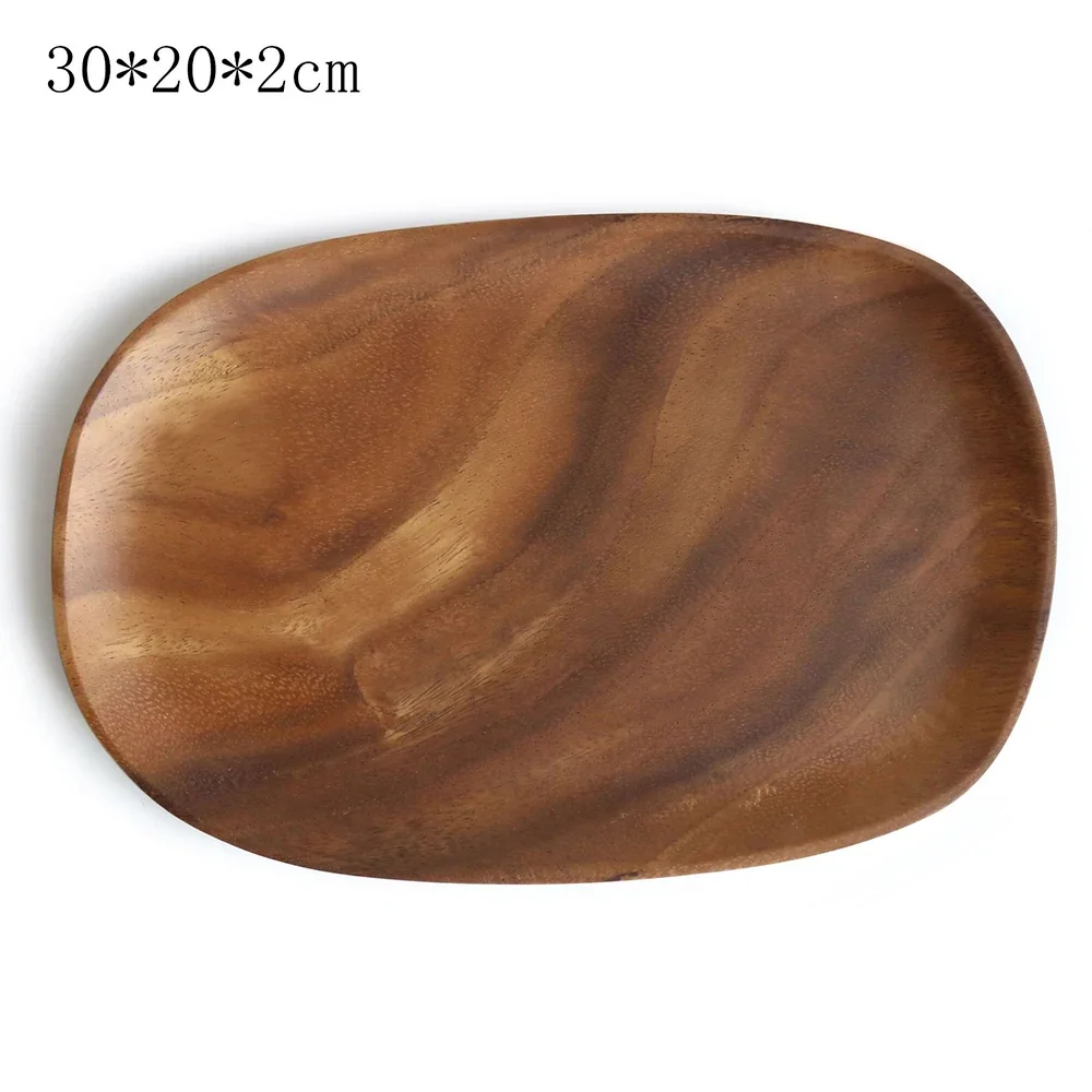 Walnut & Acacia irregular oval wood plate - image 12