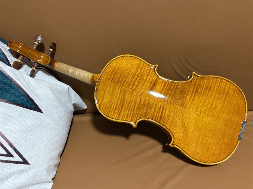 Highly Flamed Solid European Wood 4/4 Violin Cкрипка كمان 바이올린 Hand Made Musical Instrument Keman Free violin case&Bow 0523-1