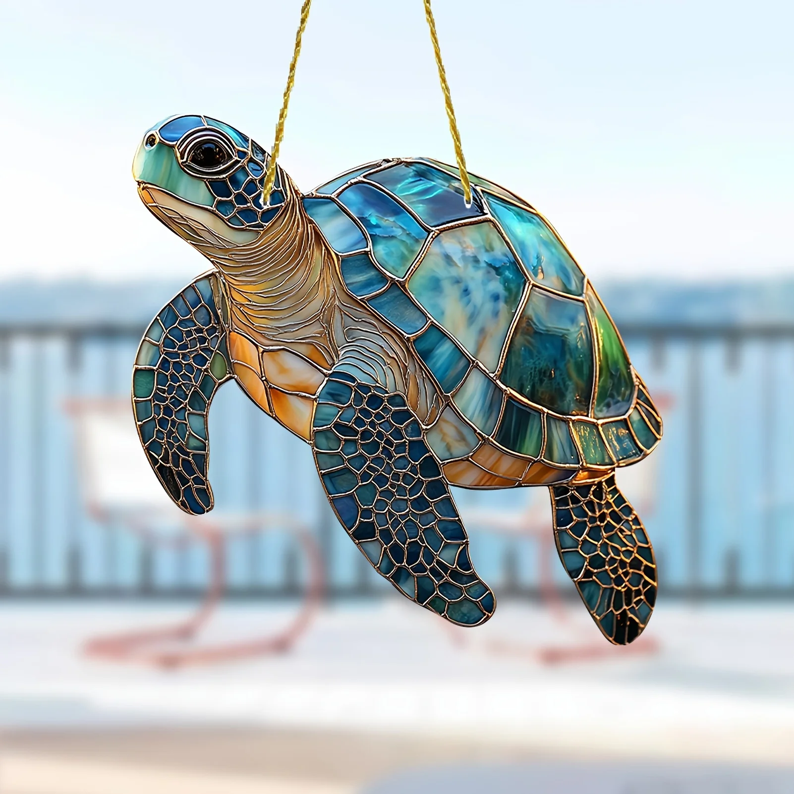 Gorgeous Acrylic Turtle Sun Catcher - 7.87"2D Flat Ocean-Themed Hanging Decor for All Seasons.Good helper for garden decoration.