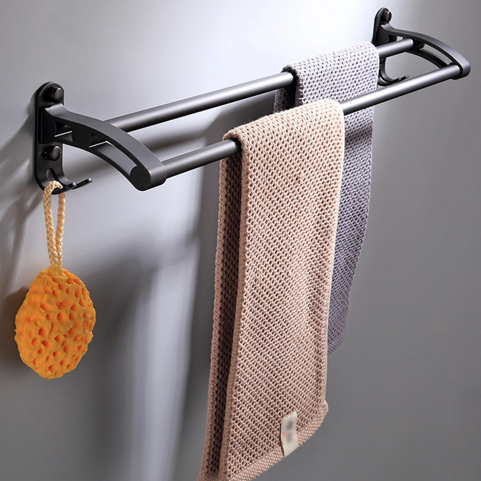 

Black Aluminum Bathroom Accessories Hardware Sets Premium Stainless Steel Towel Rack Bar Hook Toilet Paper Roll Holder Brush