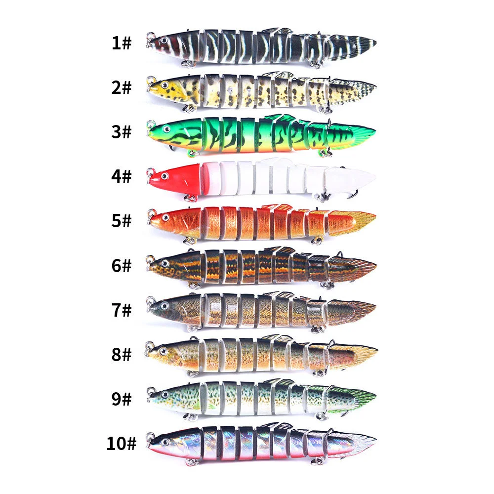 50Pcs Multi Knot Bait 10cm-10g-8# Blood Trough Bionic False Bait Multi-stage Road Sub Bait Loach 5