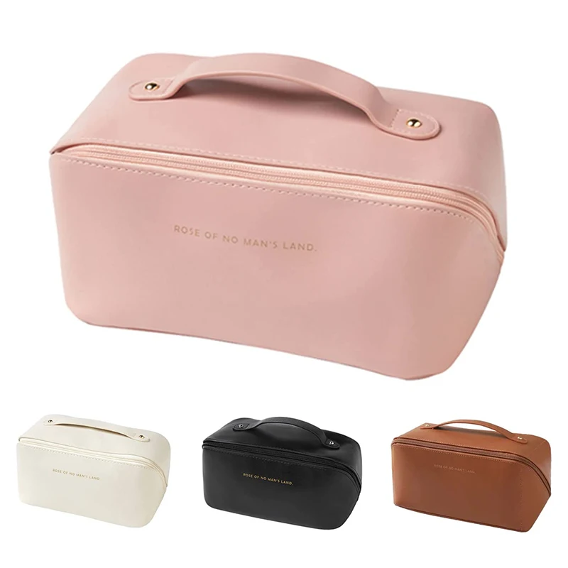 Large Capacity Travel Cosmetic Bag Portable Pu Makeup Pouch Women  Waterproof Bathroom Toilet Toiletry Washbag Luxury Designer - Cosmetic Bags  & Cases - AliExpress