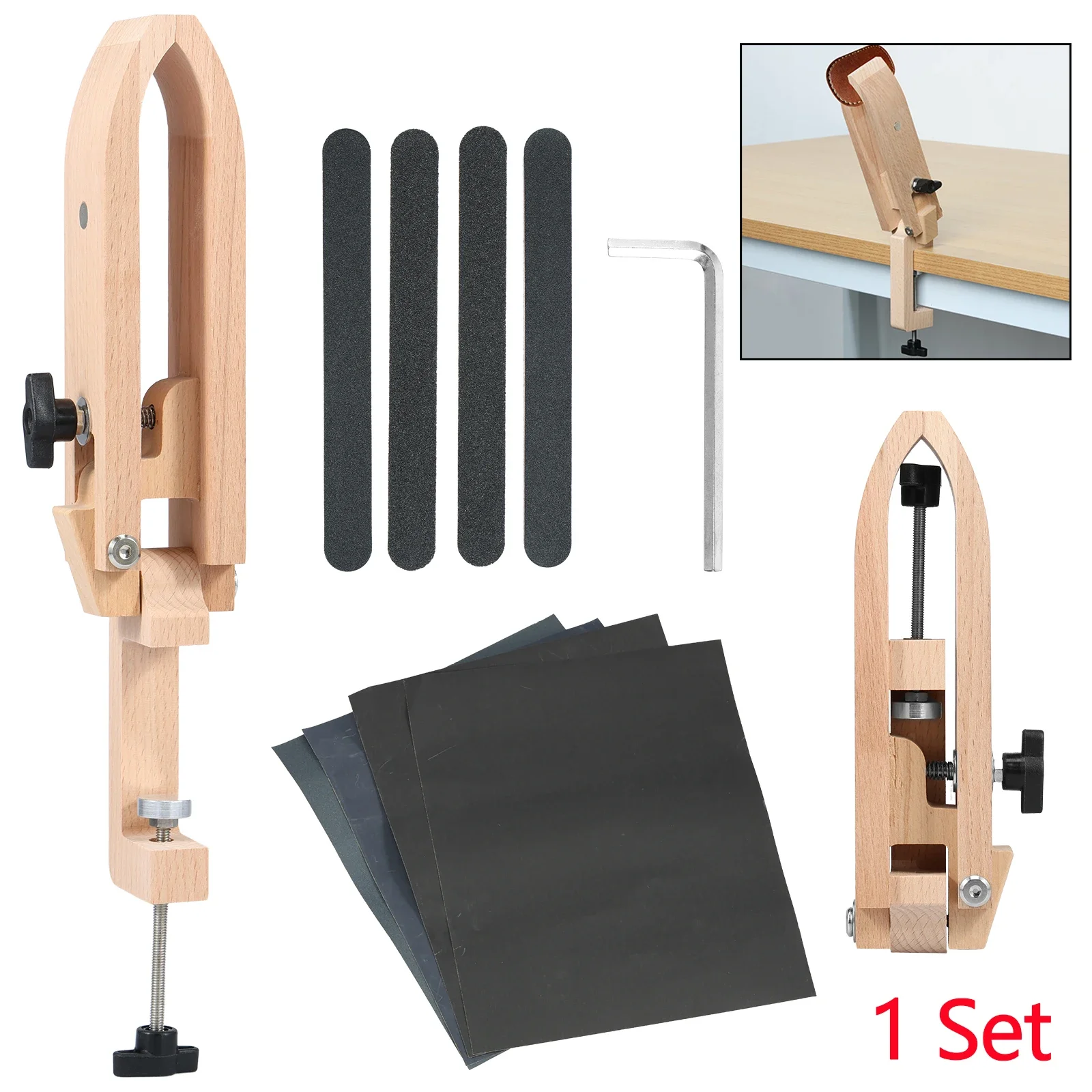 Foldable Wooden Clamp Adjustable Wood Leather Craft Stitching For Pony Lacing Sewing DIY Tool Desktop Stitching Pony Horse Clamp