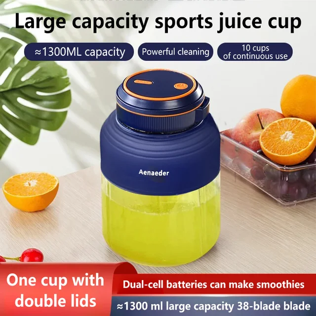 Extracteur de jus portable sans fil 1300 ml, nouveau modèle, rechargeable, pour fruits, aliments complémentaires et glace pilée, usage domestique multifonctionnel 2026 1