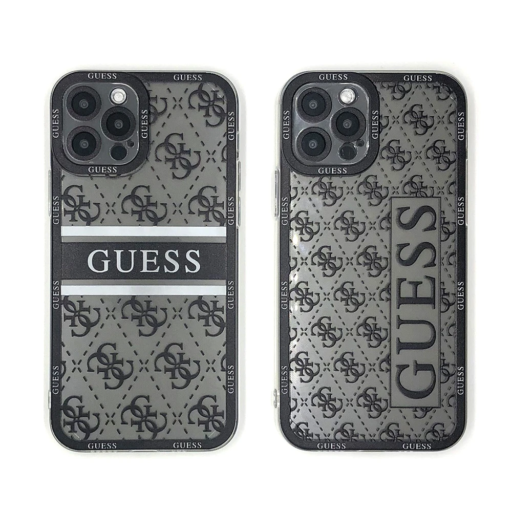 Matron generatie schedel Stylish Black Guess Pattern Phone Case For Iphone 13 12 Mini 11 Pro Max  Transparent Soft Silicone Camera Protection Cover - Mobile Phone Cases &  Covers - AliExpress