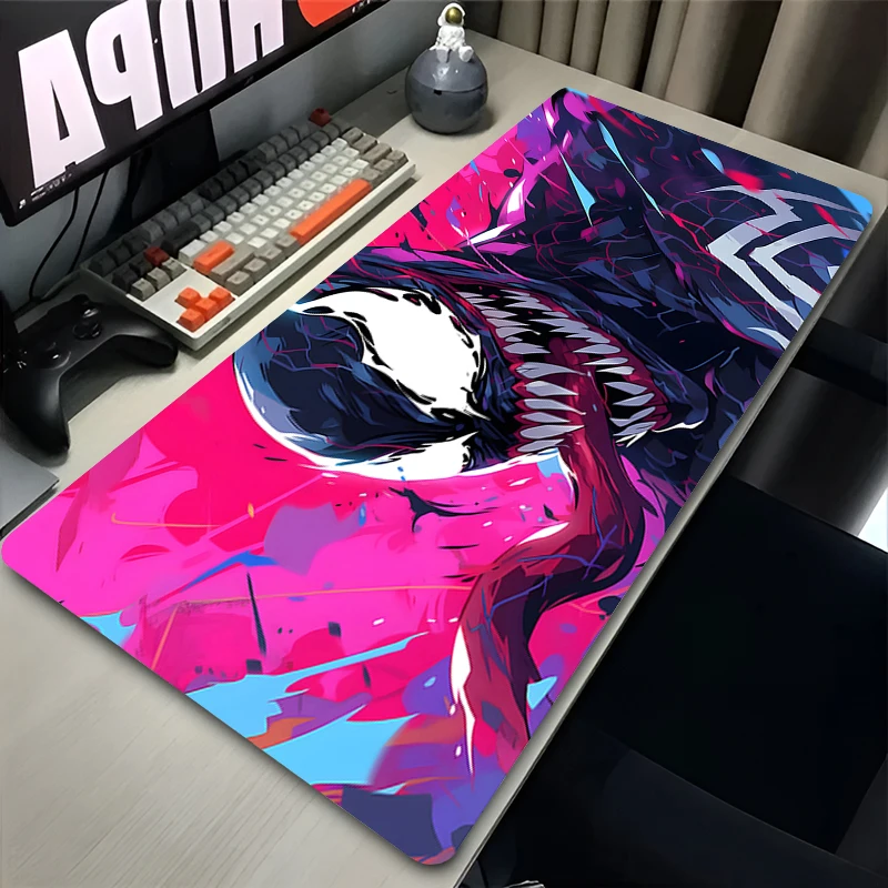 

Большой коврик для мыши Marvel Venom, аксессуары для компьютерных игр, Настольный коврик для ноутбука, нескользящий коврик для клавиатуры с HD-печатью 900x400