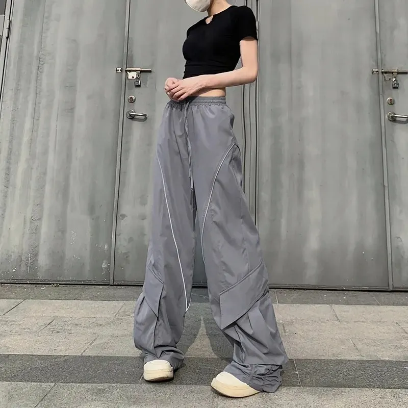 

Y2K Women's Elastic Waist Wide Leg Striped High Waist Sweatpants 2023 Spring Korean Baggy Casual Streetwear Daily Joggers Pants
