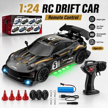 Auto Telecomandata da Drift 1:24 4WD 2.4G_Hz con Luci LED, Drift a 360°, Auto RC ad Alta Velocità, Giocattoli, Regali per Feste dei Bambini