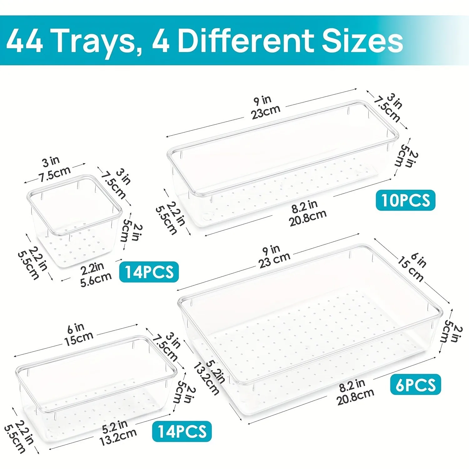 A Set Of 25/44 Ultimate Drawer Storage Solution Kit - Transparent Multifunctional Plastic Storage Set With Adjustable Dividers A 6