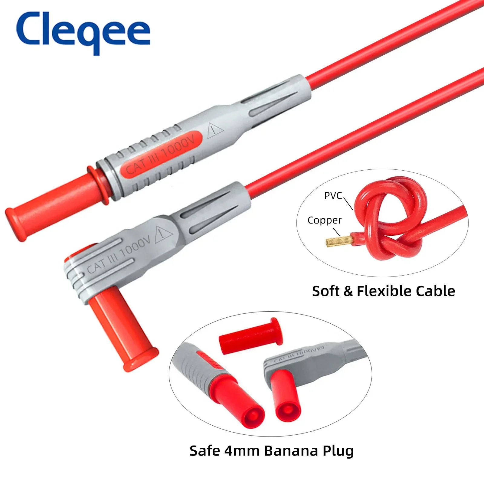 Cleqee P1300 Series Multimeter Test Lead kit 4mm Banana Plug Cable Test Hook Clip Probe Alligator Clip Automotive Tool Kit